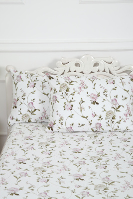 Наволочка поплин Пиония белый